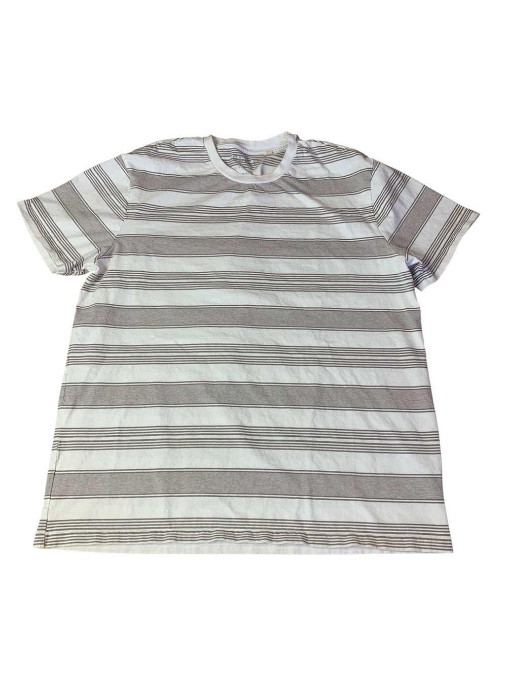 GUESS Los Angeles Men's XL Striped Crewneck T-Shirt Grey White Short Sleeve